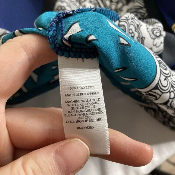 Express The Portofino Shirt Regular Fit Button-Up Blue Aqua Floral Print Size A - Picture 6 of 12